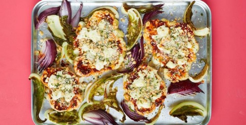 Recipe: Cauliflower Steaks with Harissa and Goat's Cheese