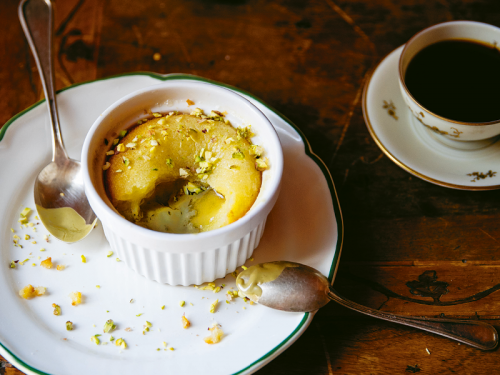 White Chocolate and Pistachio Tortini