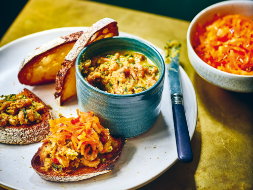 Chermoula Potted Shrimp with Carrot and Preserved Lemon Pickle