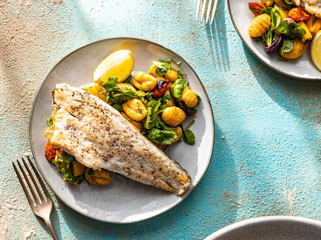 Sea Bass with Gnocchi Traybake | Living North