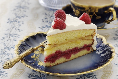 Raspberry & Custard Layer Cake