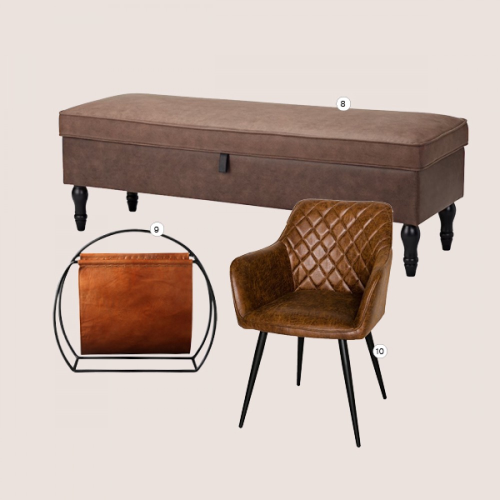 collage of leather products