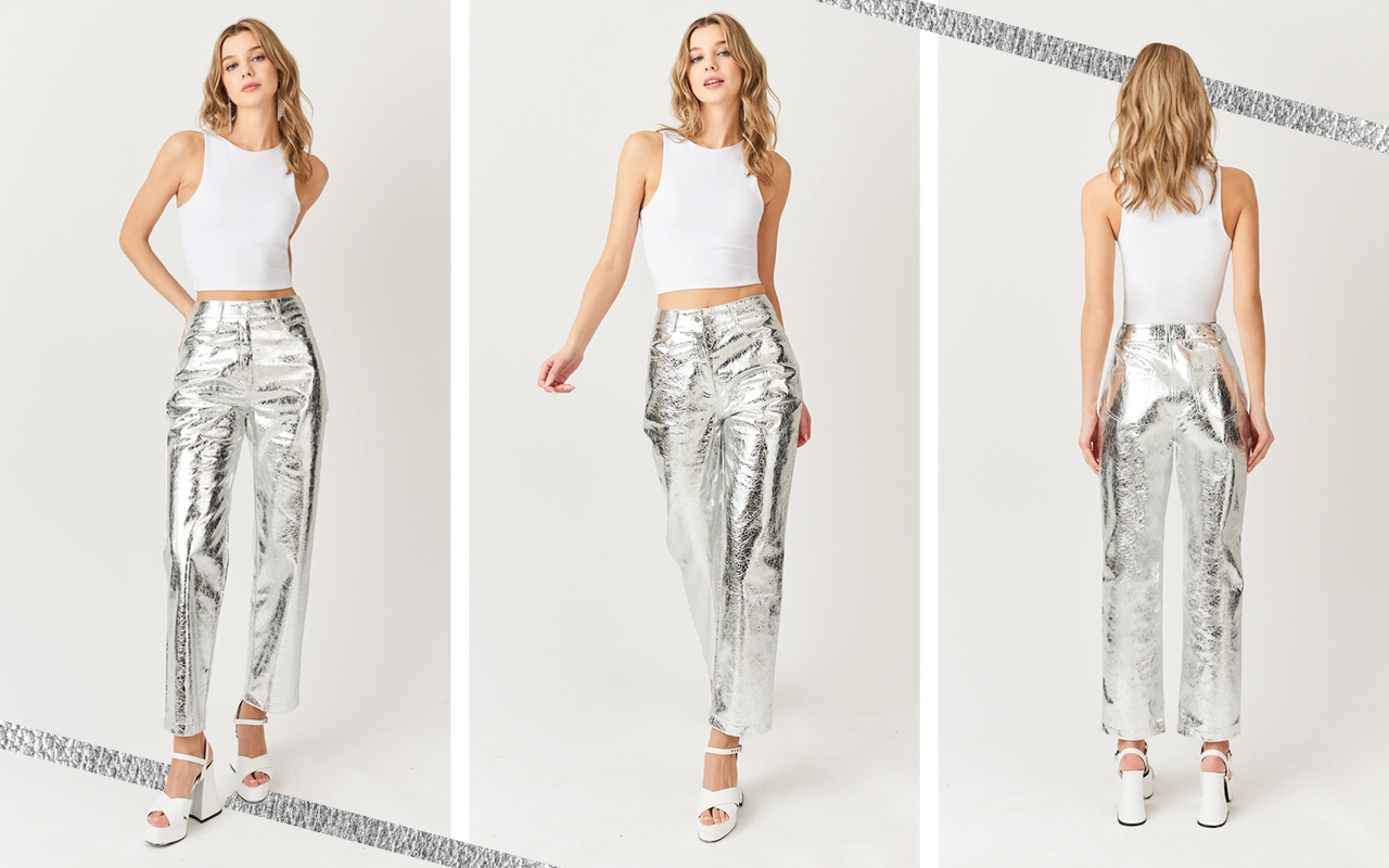 Zara is everything | Metallic pants outfit, Stylish outfits, Metallic jeans