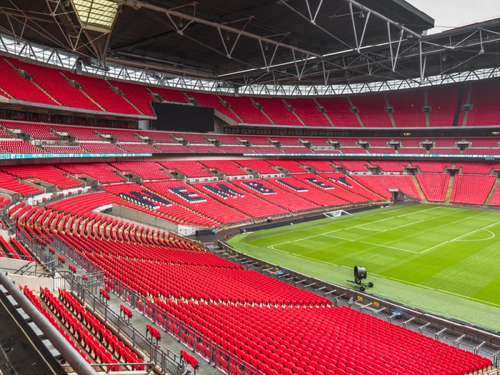 Fans on Wembley Way ahead of the NFL International match at Wembley  Stadium, London. Picture date: Sunday October 30, 2022 Stock Photo - Alamy