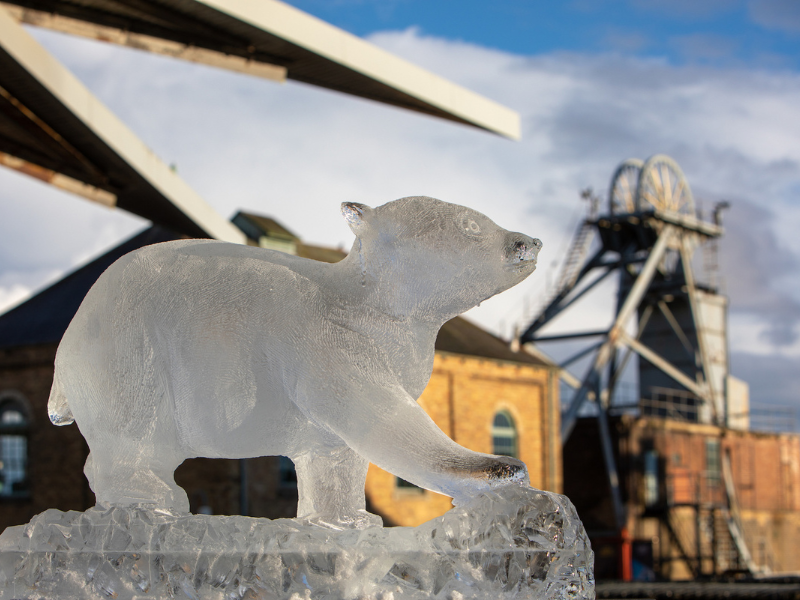 Chicago Winter Holiday Polar Bear Ice Sculpture Luge